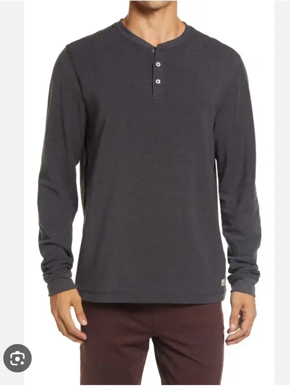 NWT Vuori Henley Shirt Mens Gray Austin Long Sleeve Soft Performance Medium